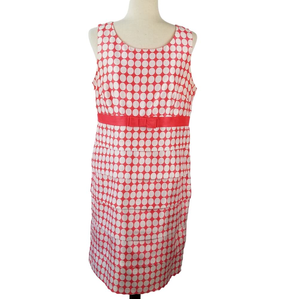 Kim Rogers Pink White Dot Ruffle Skirt Sleeveless Sunny Dress Lined Size 10